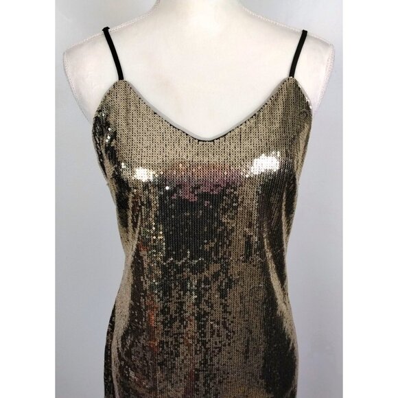 Grace Karin Womens Gold Sequin Mini Dress Cocktail Formal Party Zip Size Small - Picture 3 of 12
